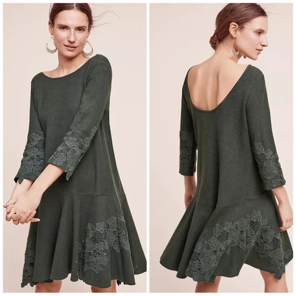 anthropologie sweater dress green Green Bodycon Button Sweater Dress & Reviews - Green - Dresses main image 1